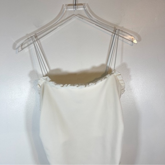 ASOS DESIGN white bodycon ruched mini dress spaghetti straps size 12 - Picture 5 of 10